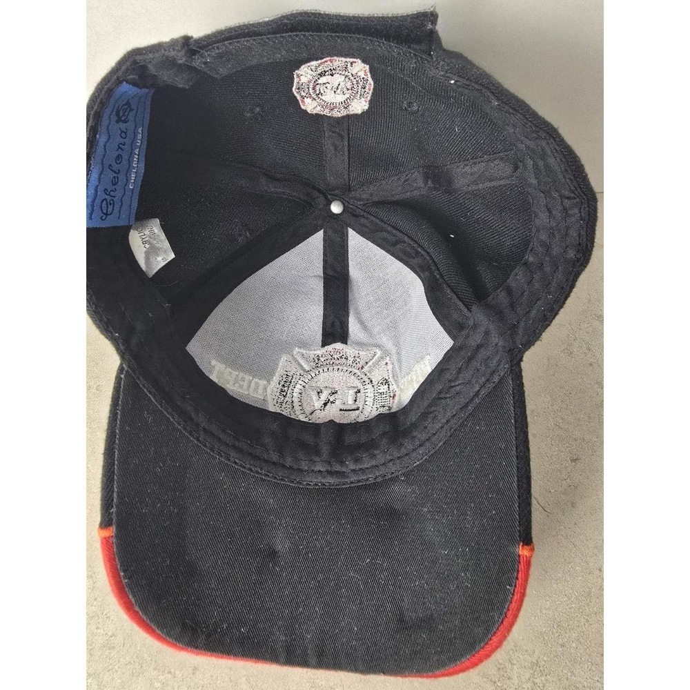 Chelona Hat Mens OS Black Las Vegas Fire Dept Flame Baseball Cap Biker Y2K - Picture 6 of 8